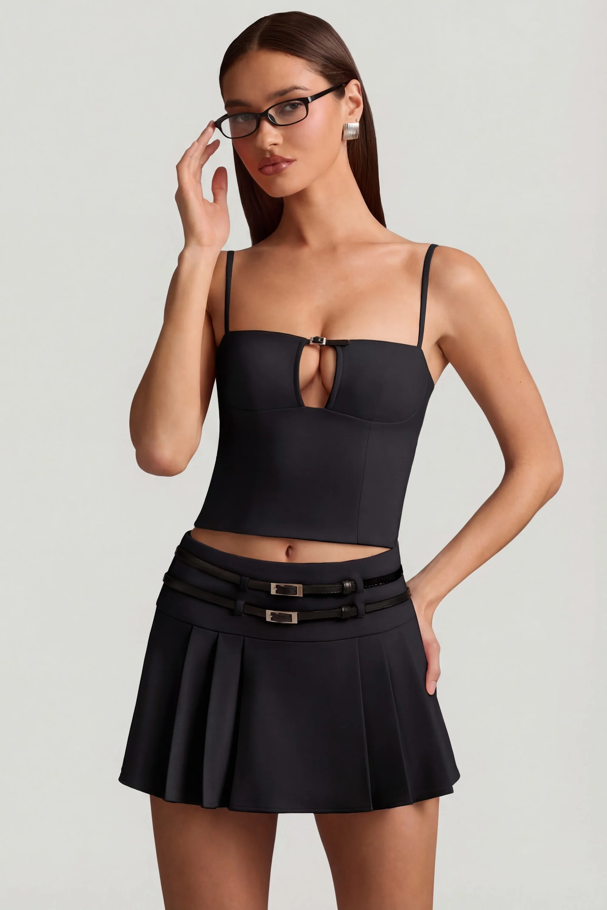 Cut-Top Camisole Top in Black - Image 6