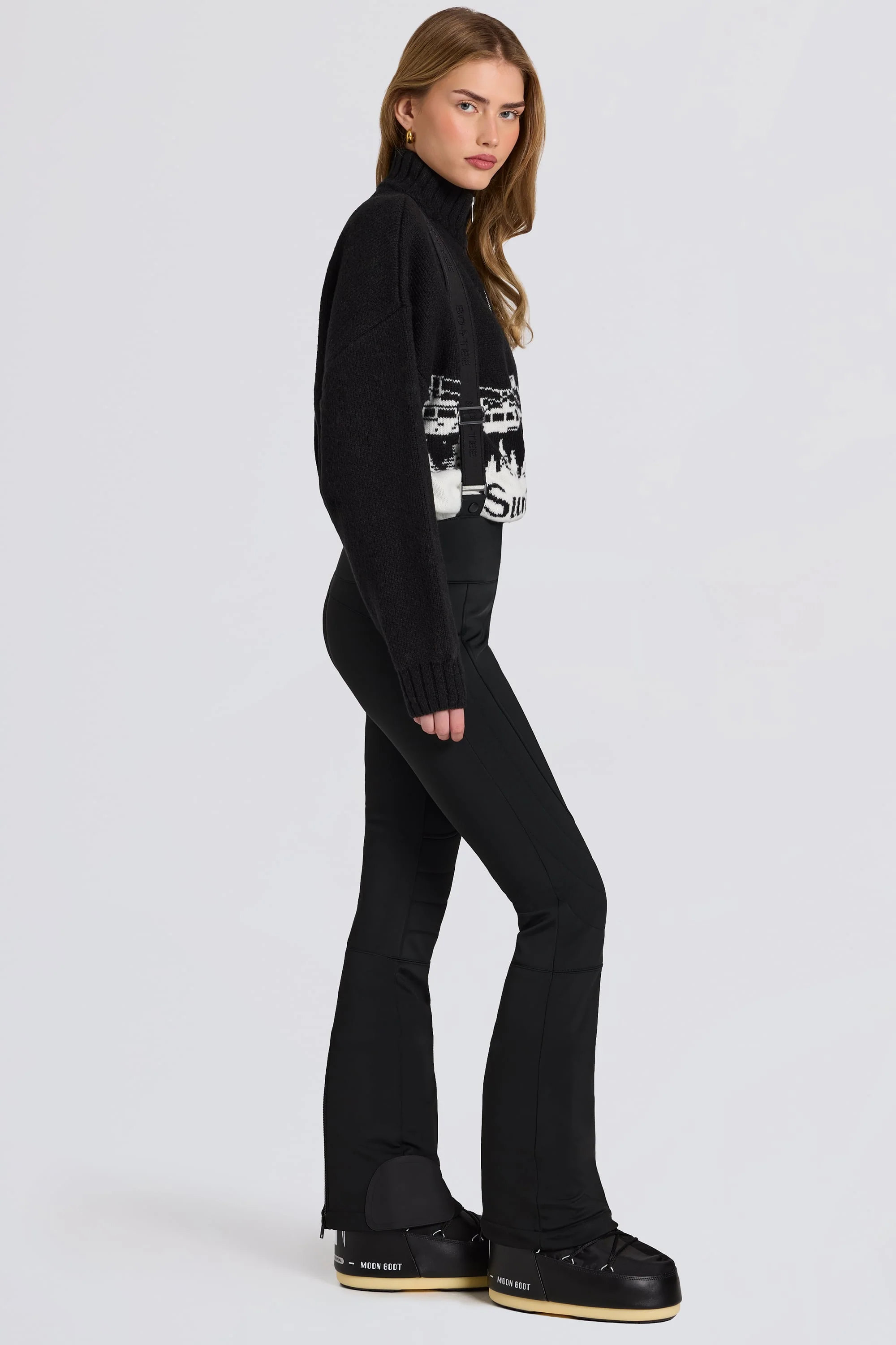 Waterproof High-Rise Salopettes with Suspenders in Black - Image 3