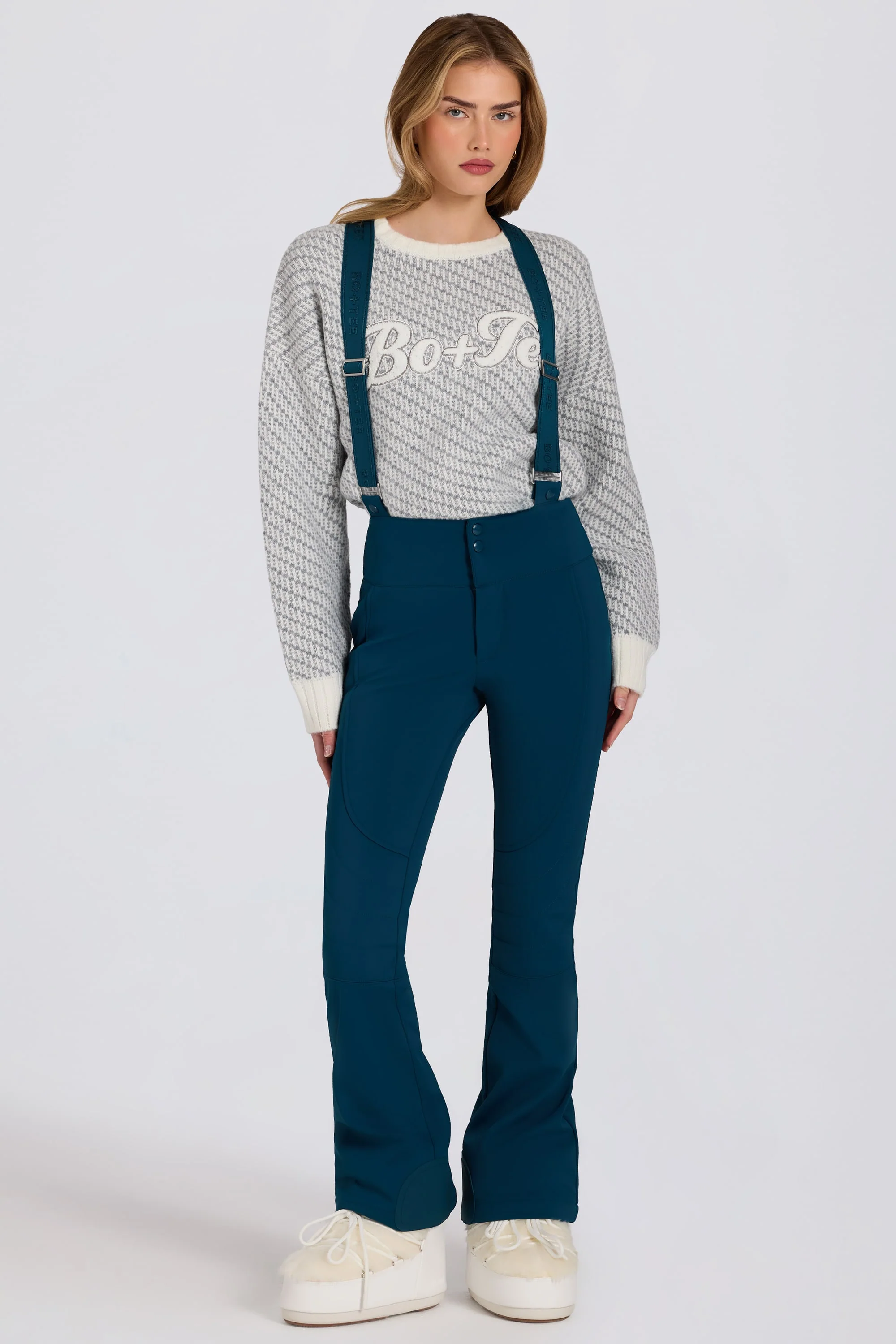 Waterproof High-Rise Salopettes with Suspenders in Teal - Image 6