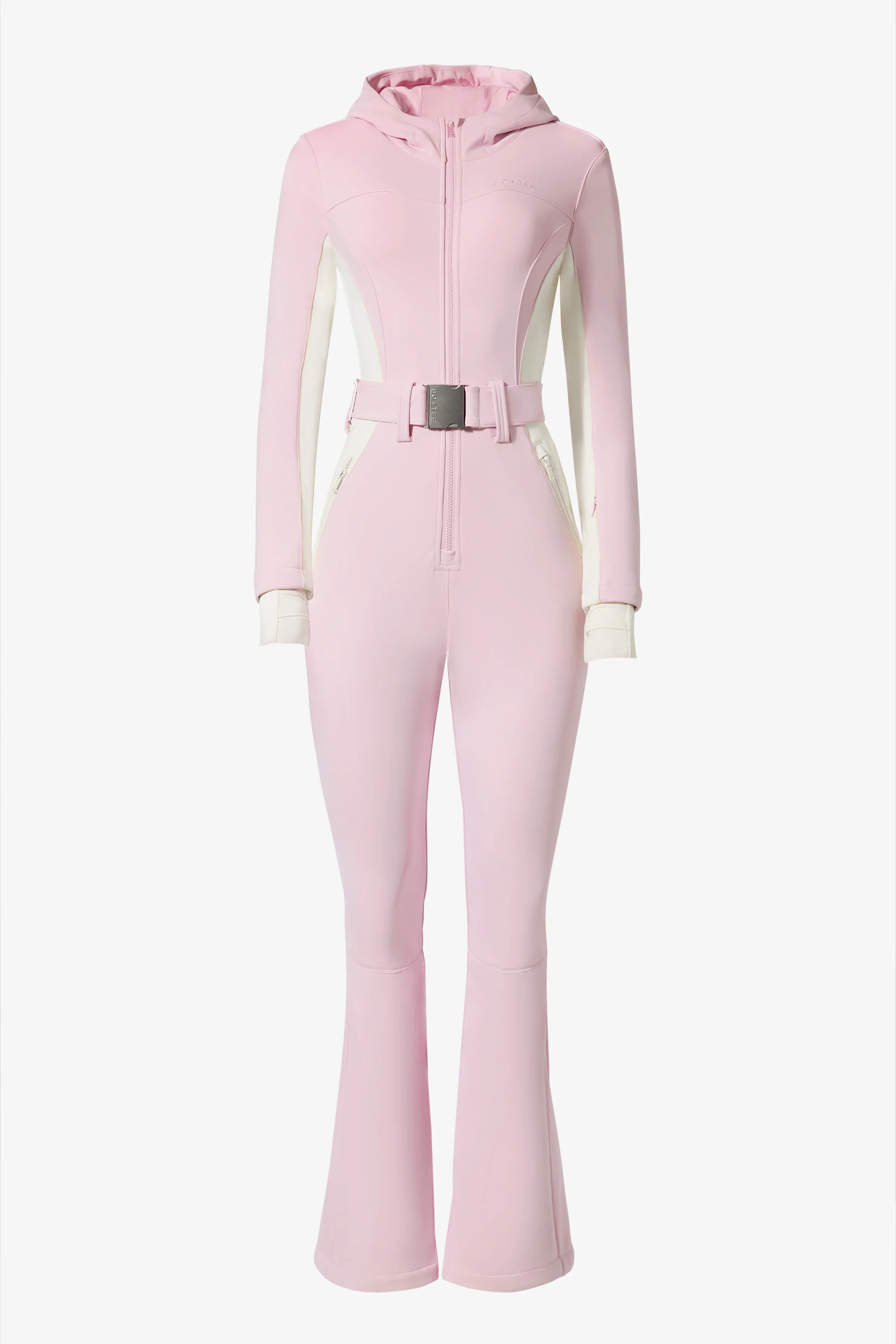 Waterproof Hooded Fitted Ski Suit in Powder Pink - Image 3
