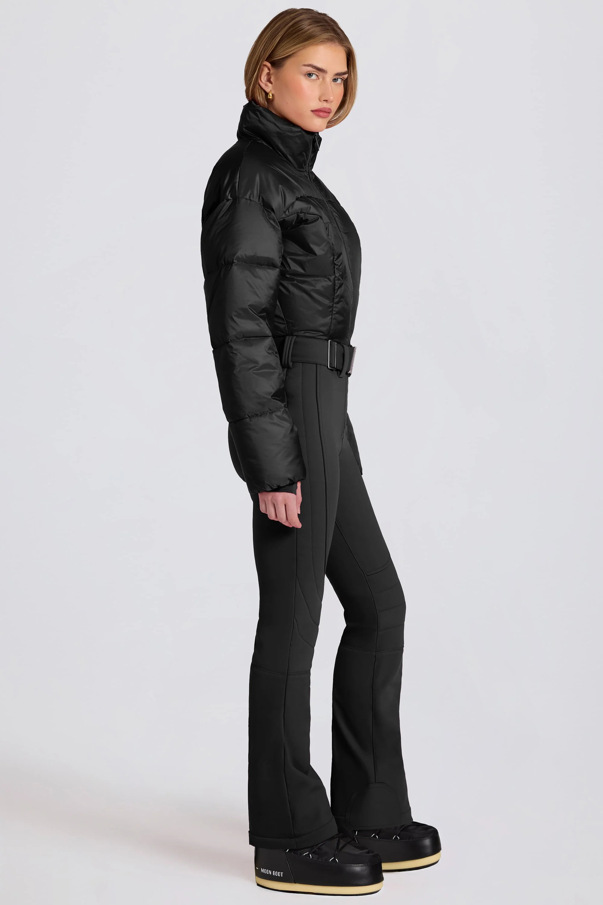Waterproof Padded Belted Ski Suit in Black - Image 6