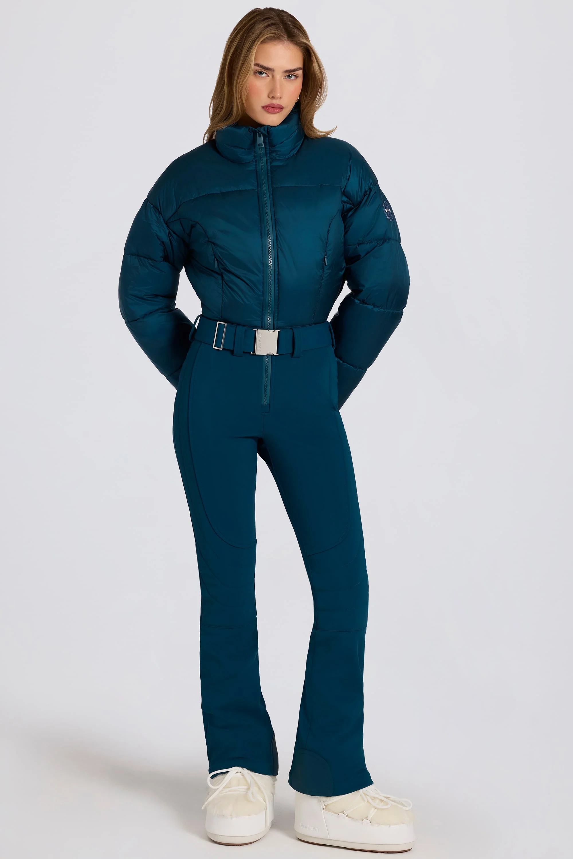 Waterproof Padded Belted Ski Suit in Teal - Image 6