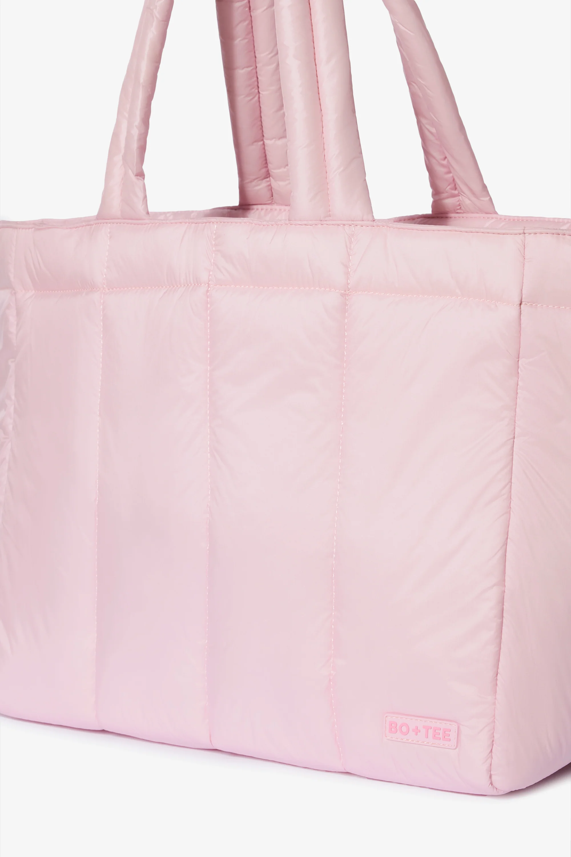 Waterproof Puffer Tote Bag in Powder Pink - Image 4