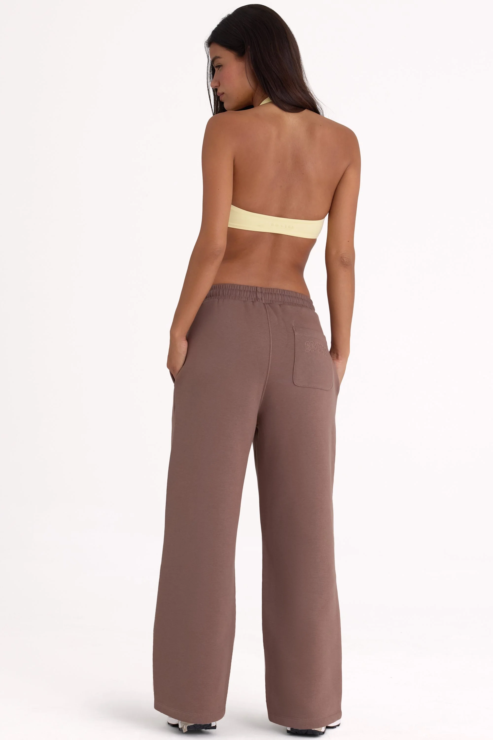 Brushed Jersey Wide-Leg Joggers in Cocoa - Image 3