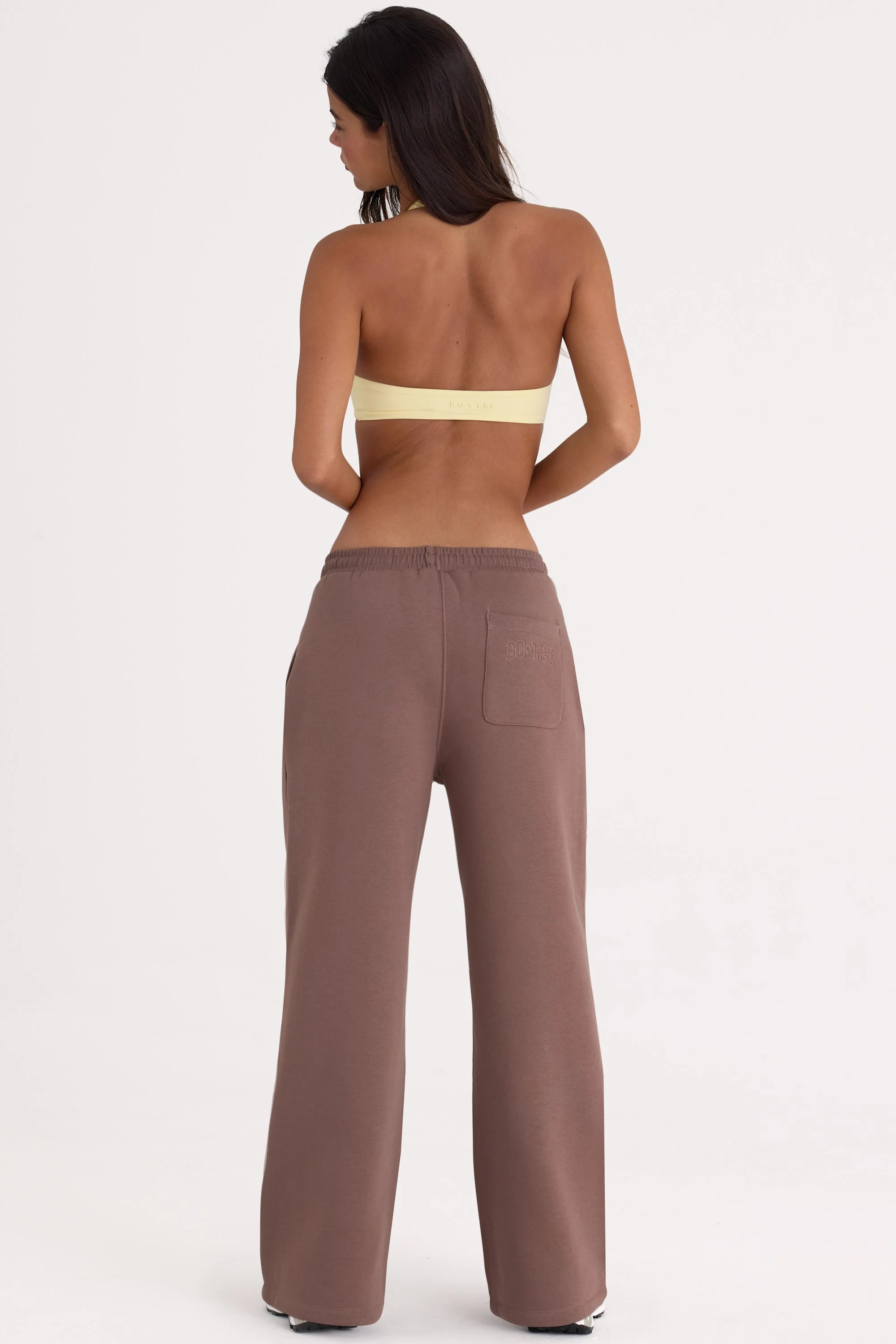 Brushed Jersey Wide-Leg Joggers in Cocoa - Image 4