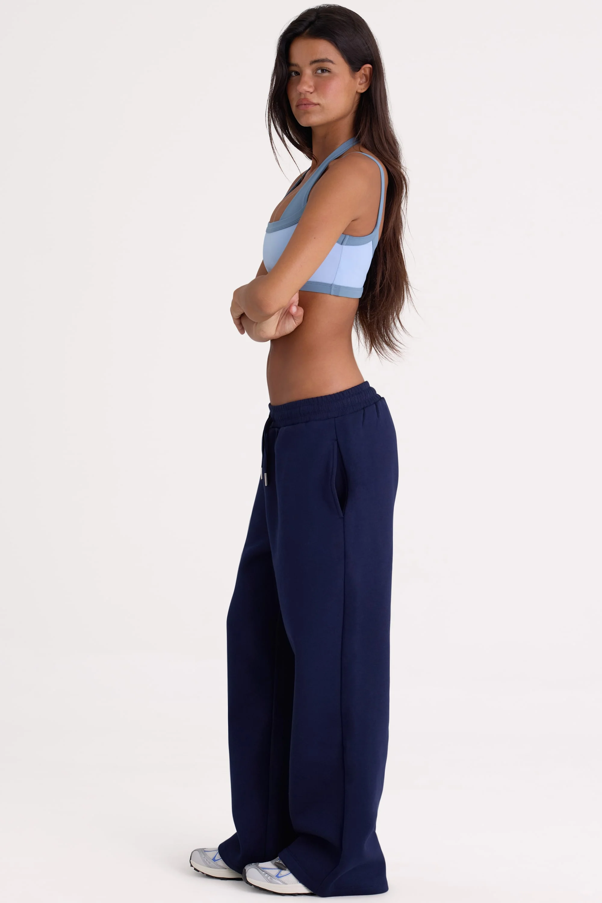 Brushed Jersey Wide-Leg Joggers in Midnight - Image 3
