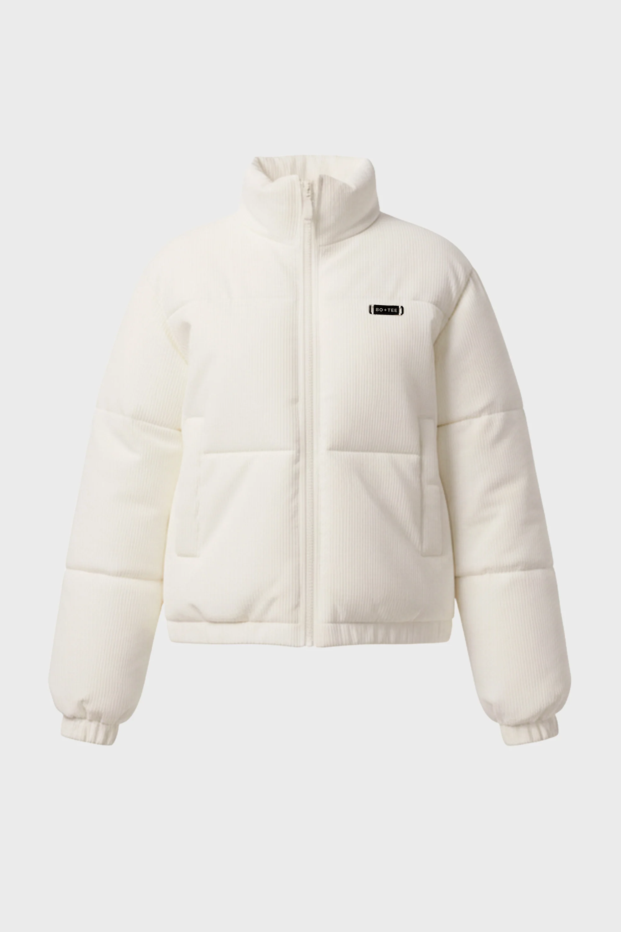Corduroy Quilted Puffer Jacket in Ivory - Image 3