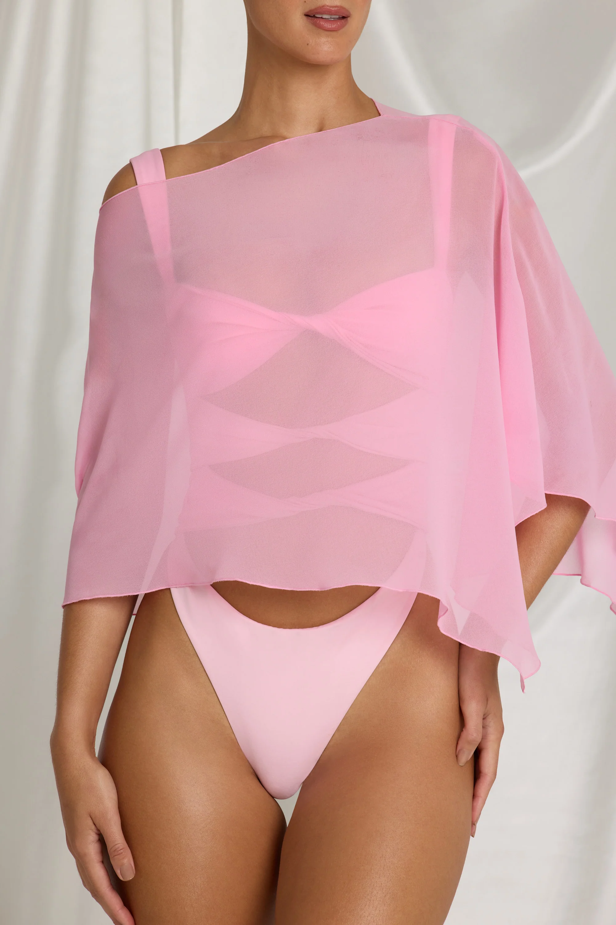 Sheer Poncho in Candyfloss Pink - Image 4