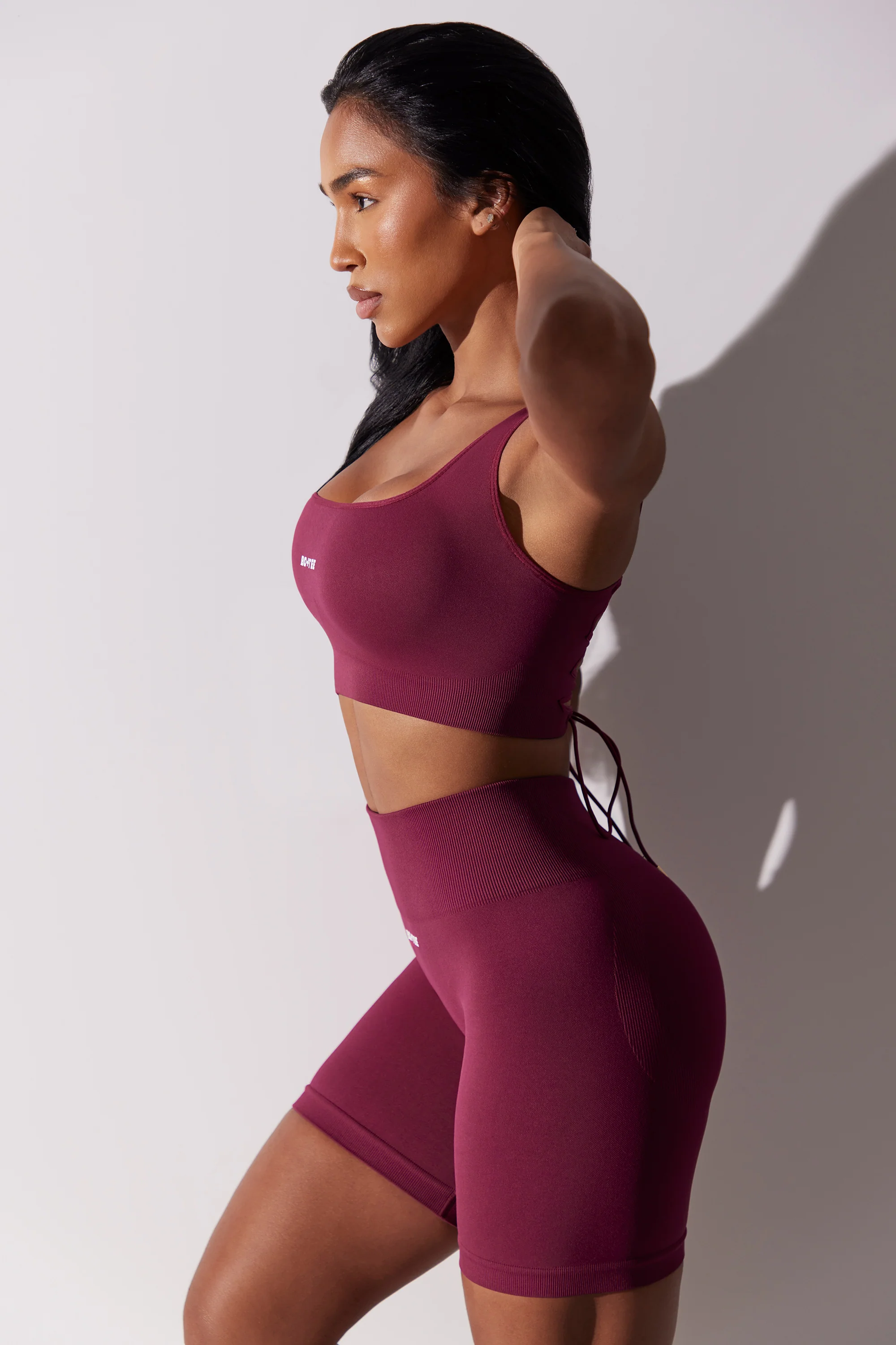 High Waist Super Sculpt Biker Shorts in Plum - Image 3