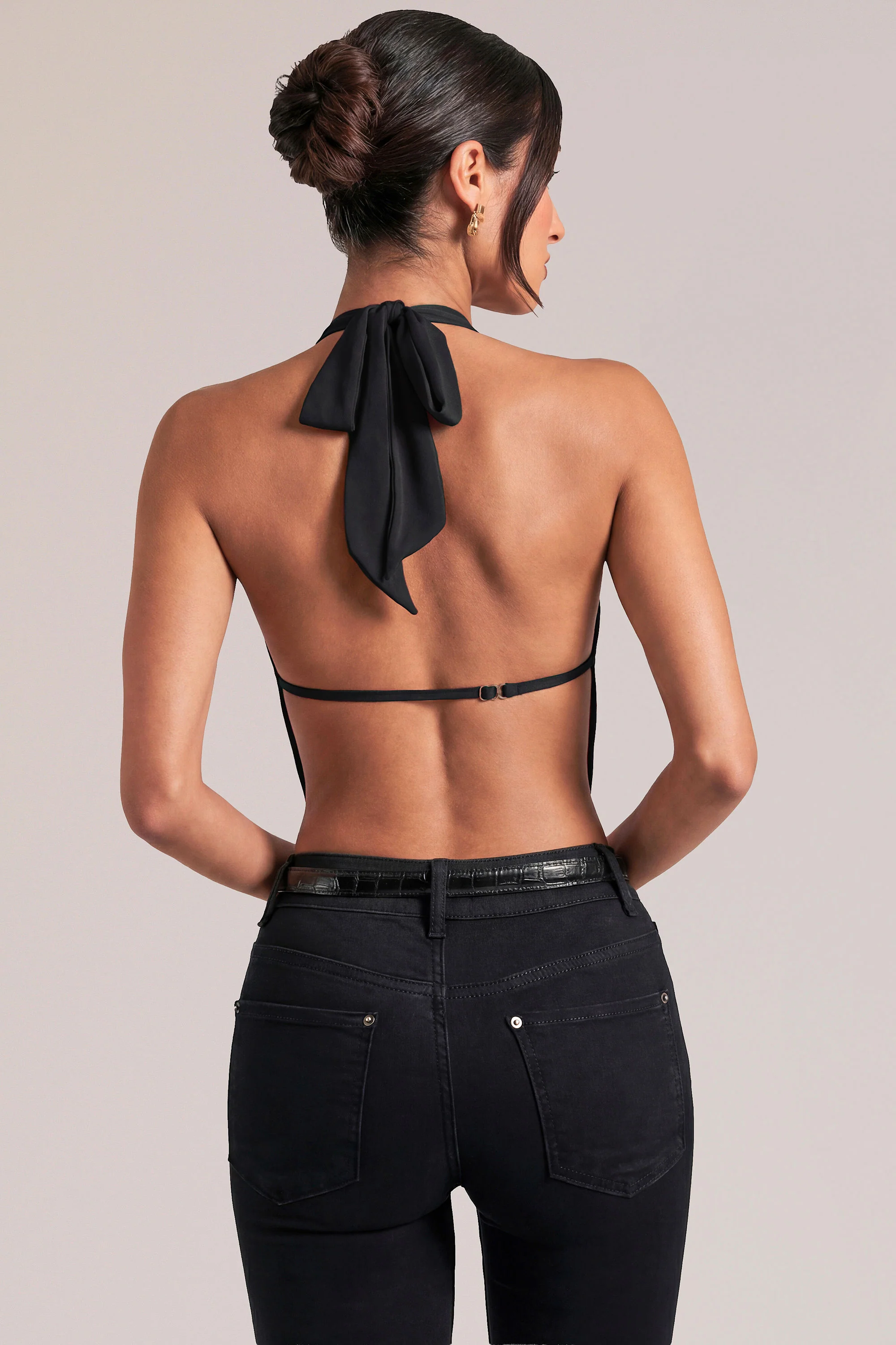 Draped Cowl Top in Black - Image 2