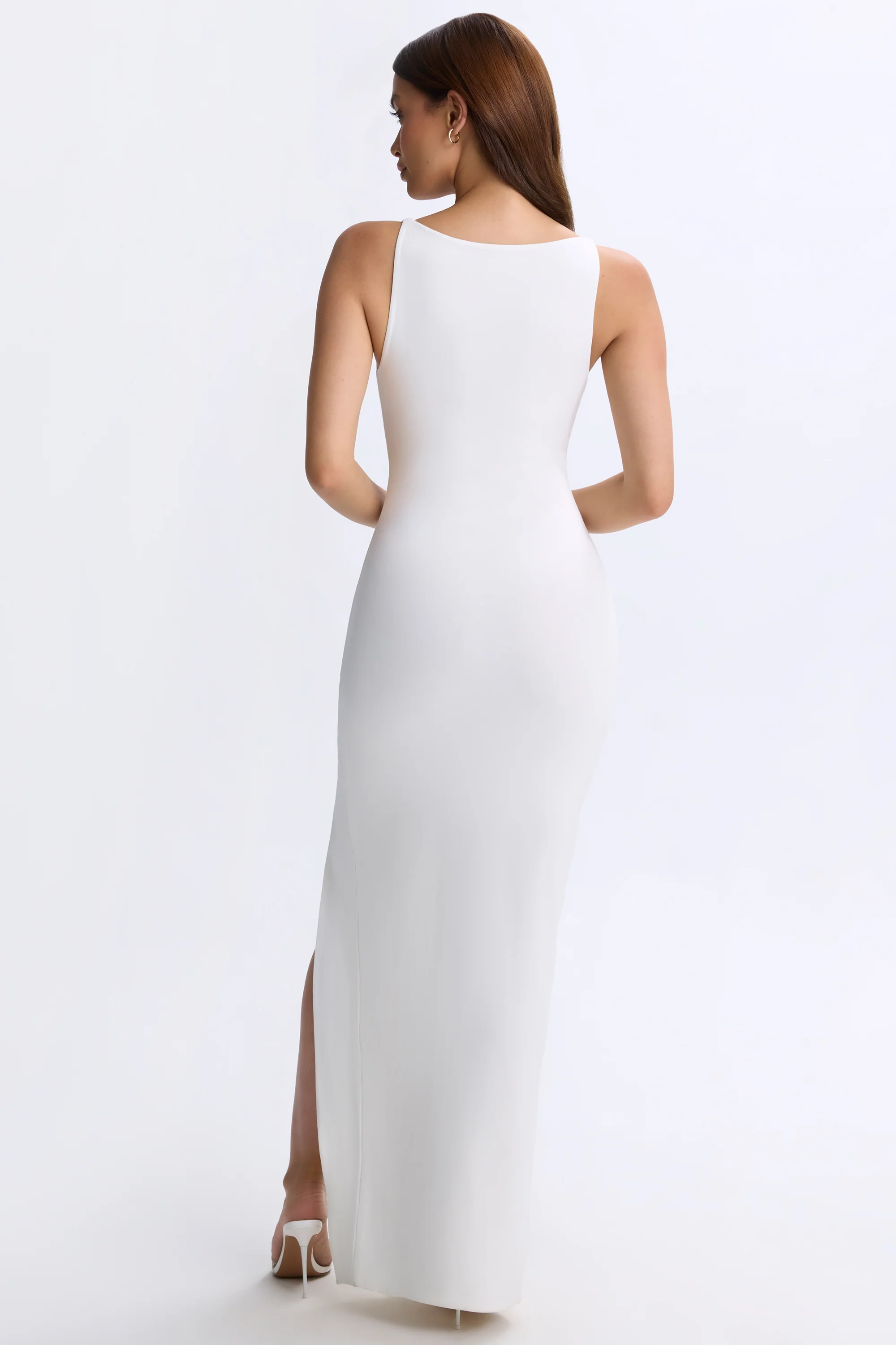 Modal Plunge Cut-Out Maxi Dress in White - Image 2