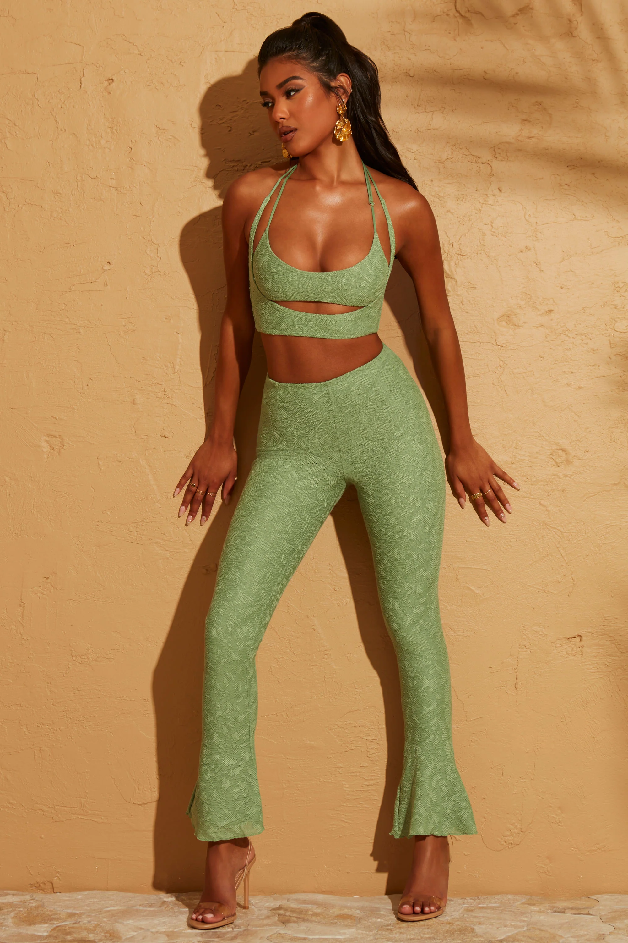 Lace Up Back Trousers in Green - Image 9