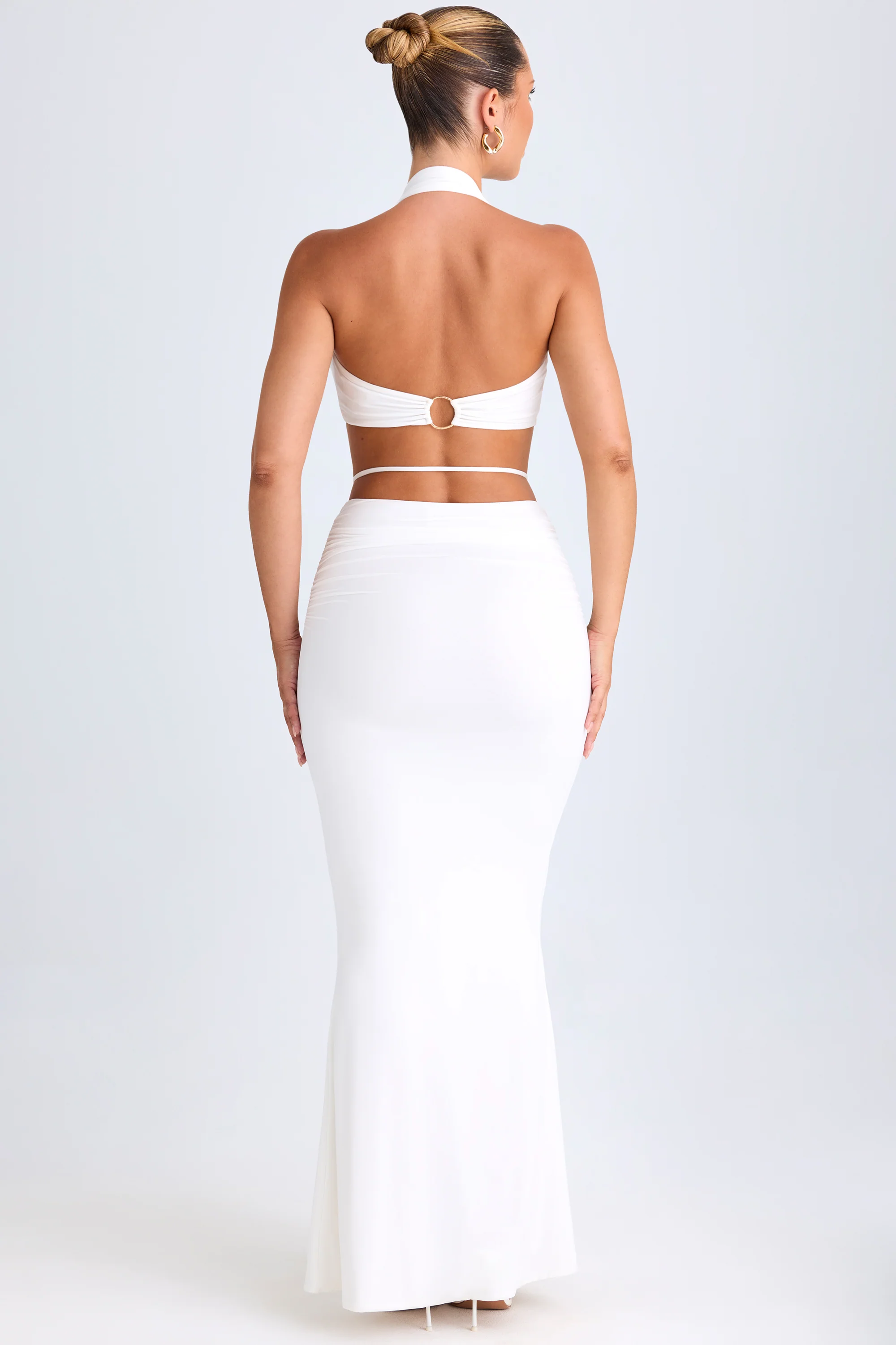 Hardware-Detail Mid-Rise Maxi Skirt in White - Image 2